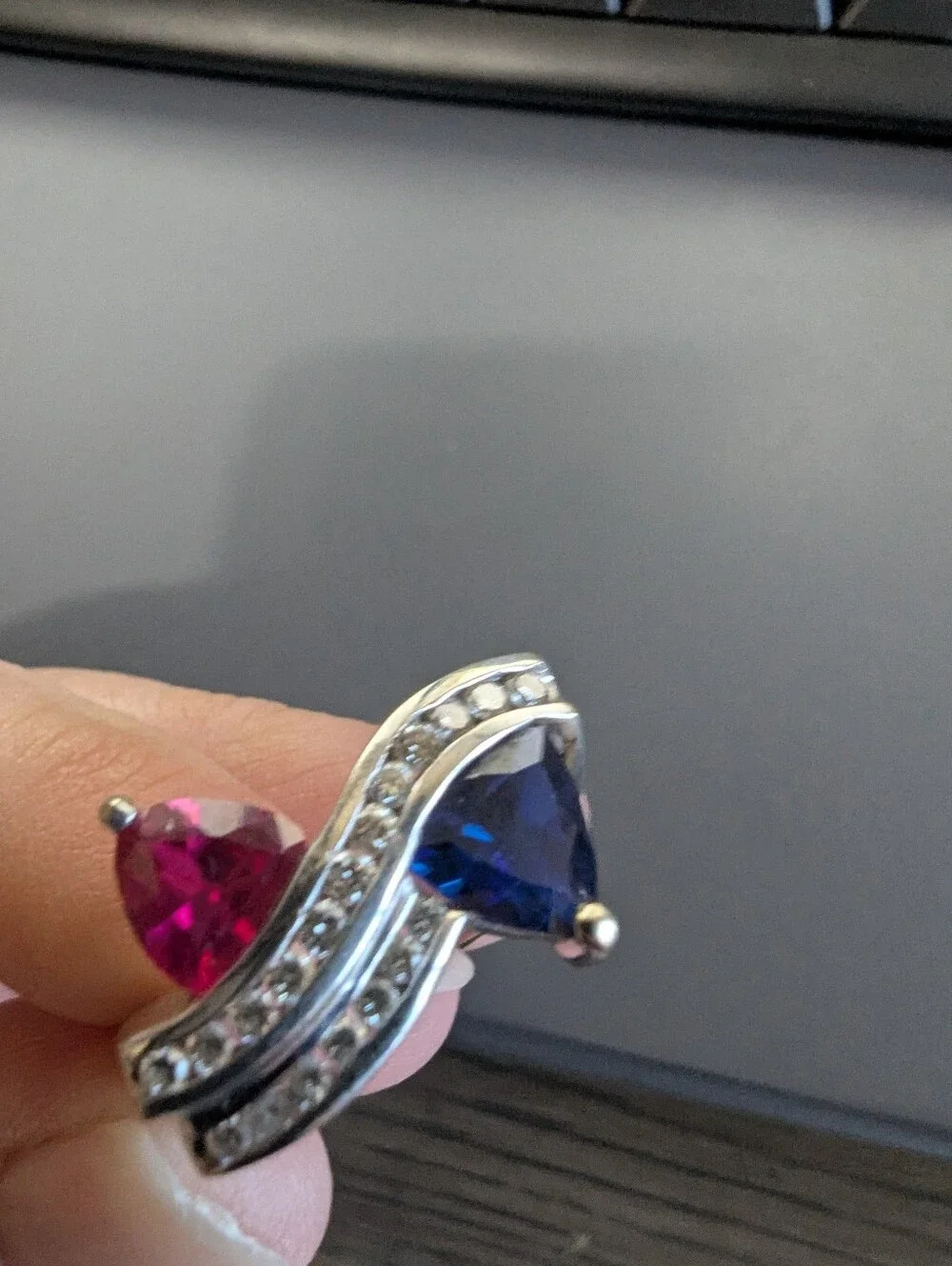 Created Sapphire & Created Ruby Ring with Diamonds Custom